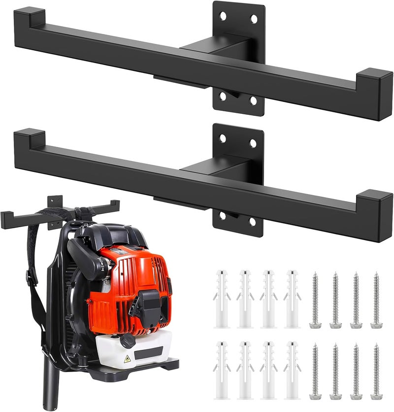 RTOSY Store Backpack Leaf Blower Hanger, Backpack Blower Storage Organizer Holder, Heary Duty Chainsaw Wall Mount, Tactical Gear Stand (2 Pack) - Image 1